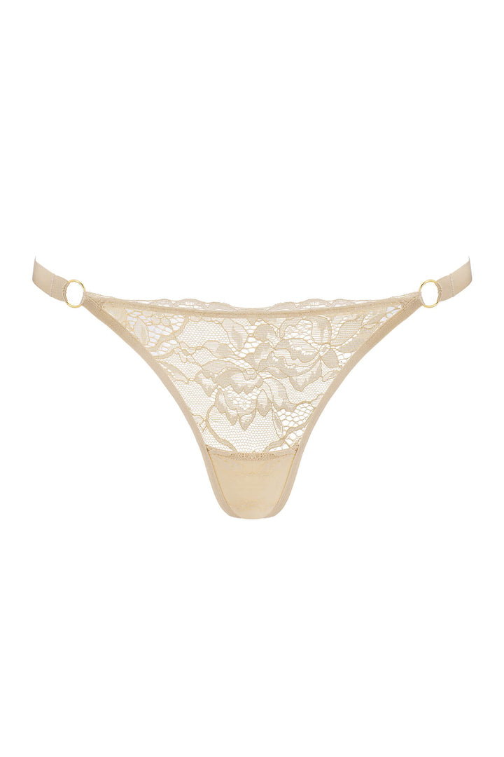 Aglaia Eyelash Lace Thong Champagne