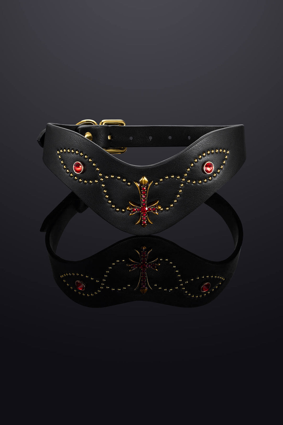 Echo Leather Collar Choker Black&Gold