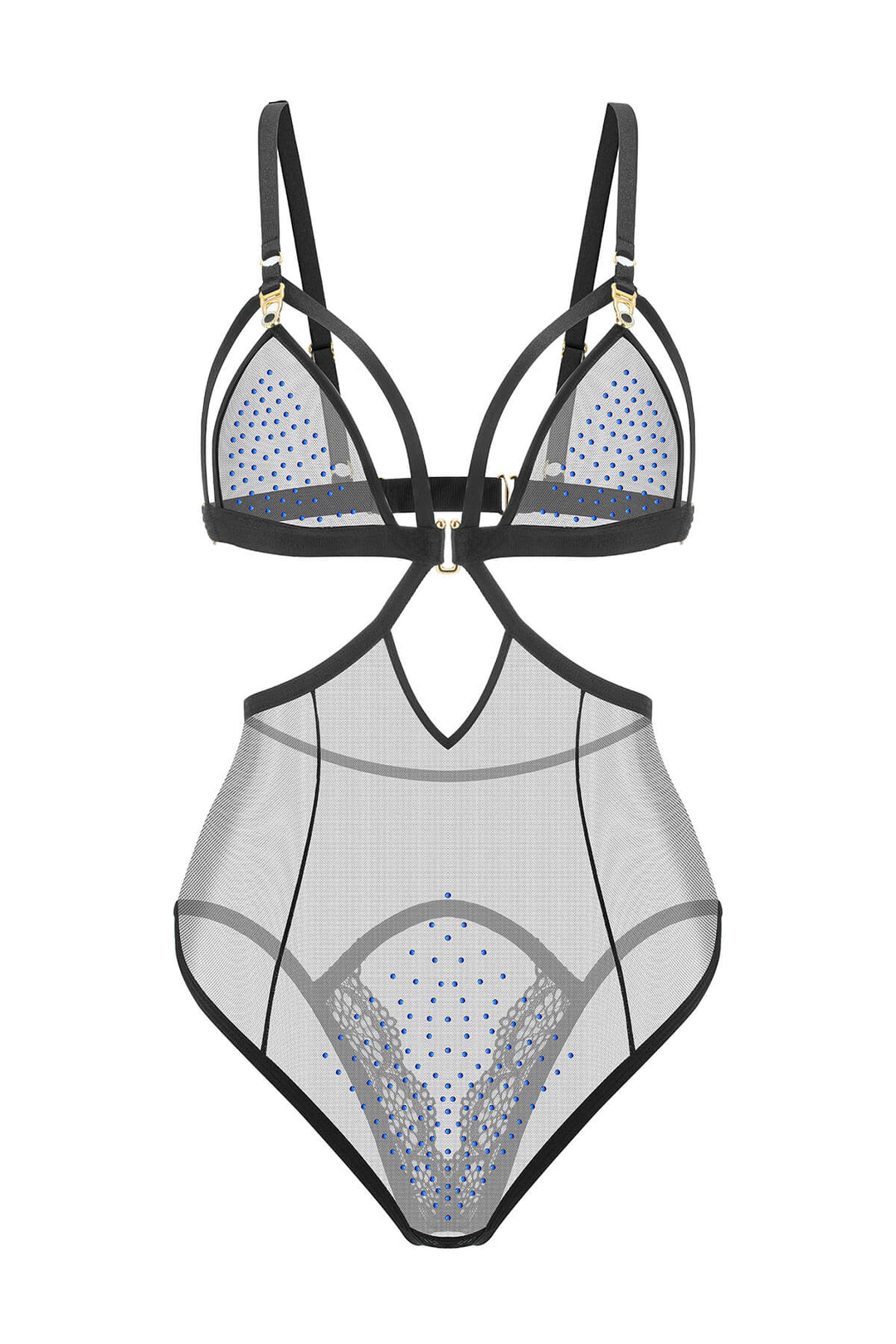 Hera Sheer Mesh Ouvert Bodysuit Black