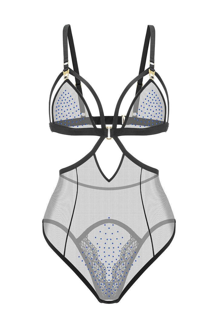 Hera Sheer Mesh Ouvert Bodysuit Black