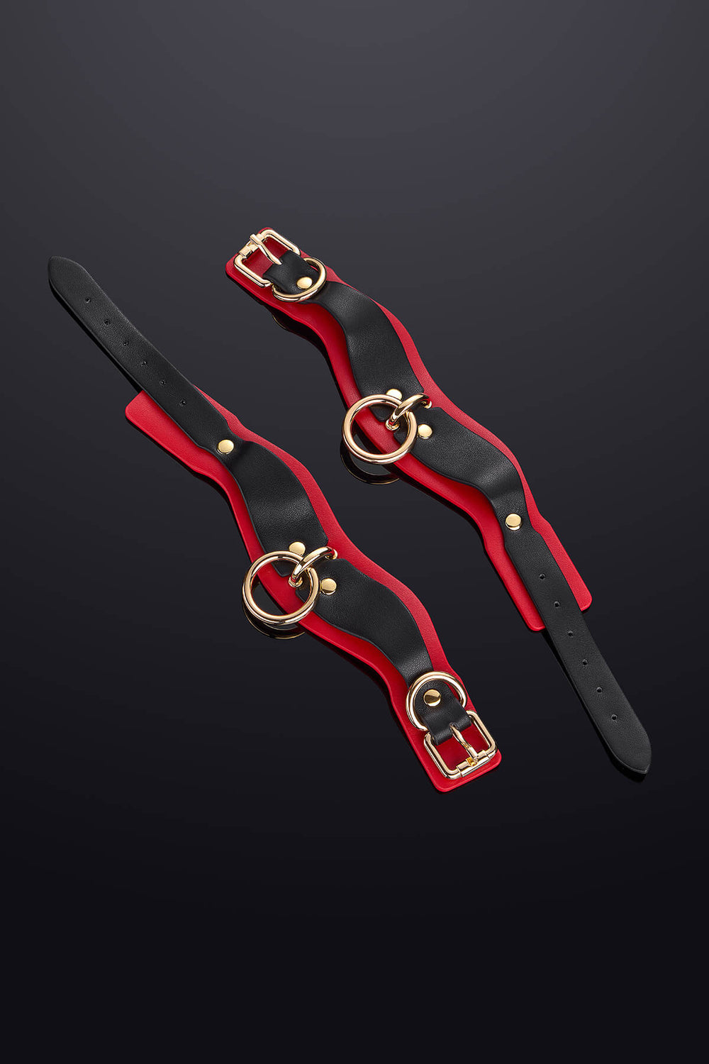 Leto Leather Ankle Cuffs Black&Red