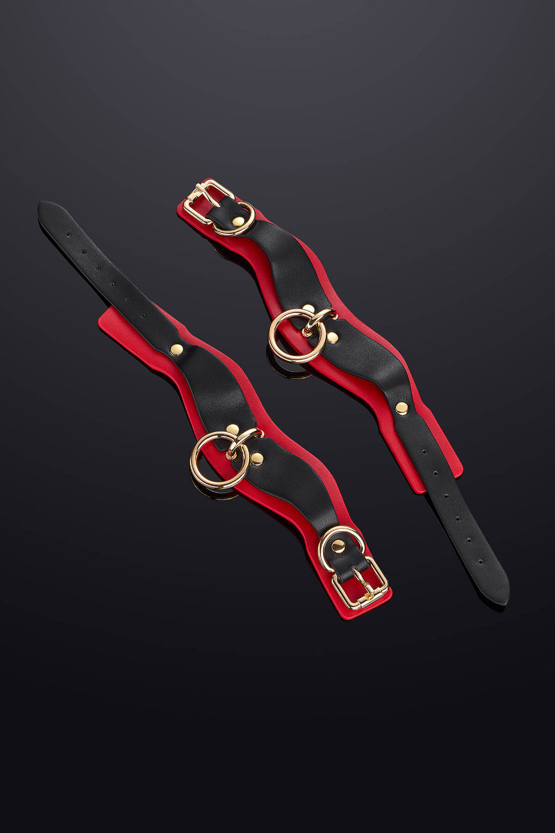 Leto Leather Ankle Cuffs Black&Red