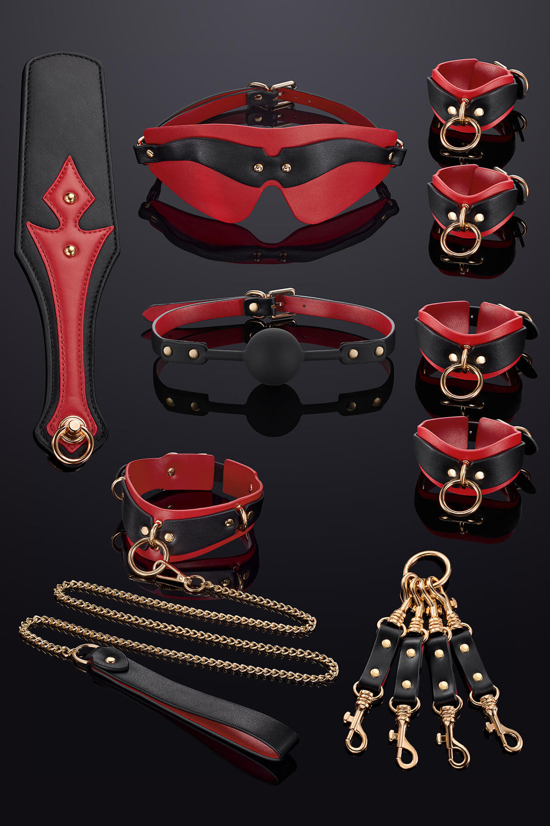 Leto Leather Bondage Set Black&Red