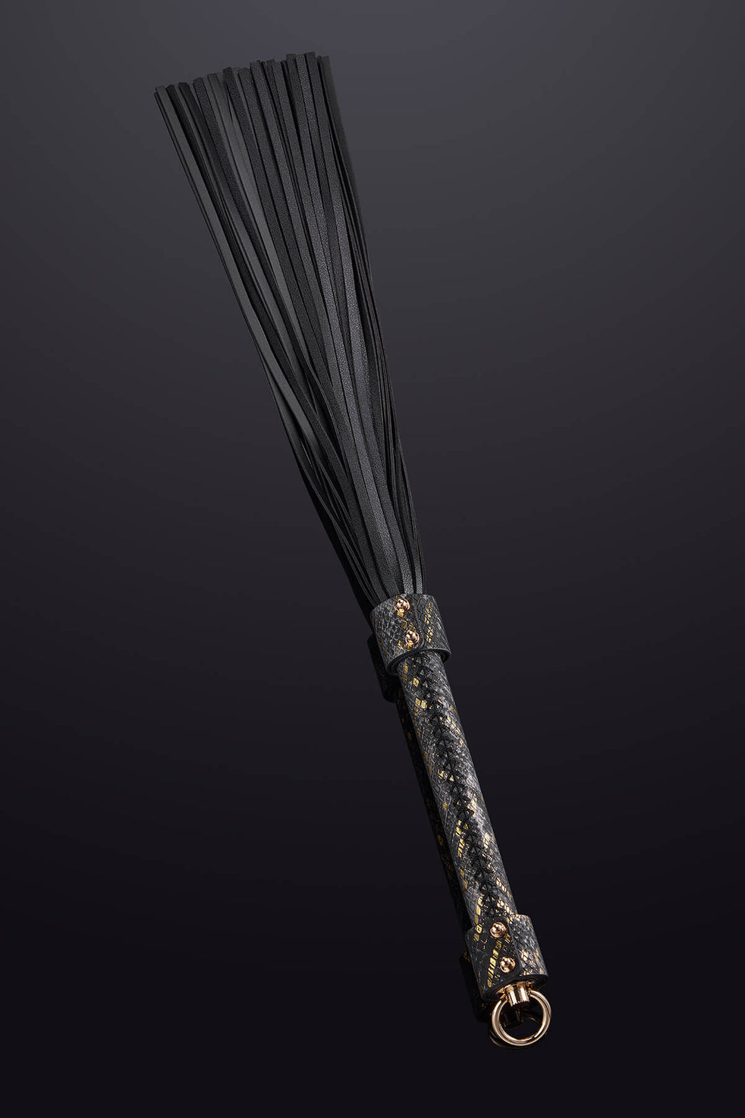 Obsidian Leather Flogger Black&Gold