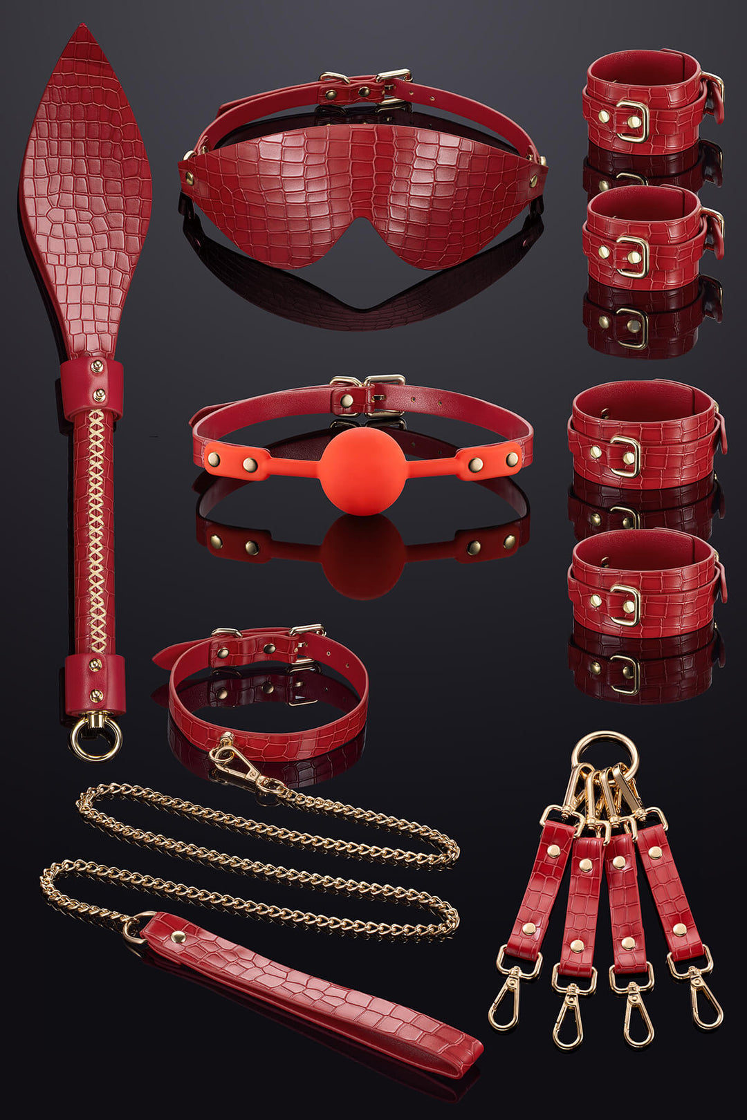Regalia Leather Bondage Set Red