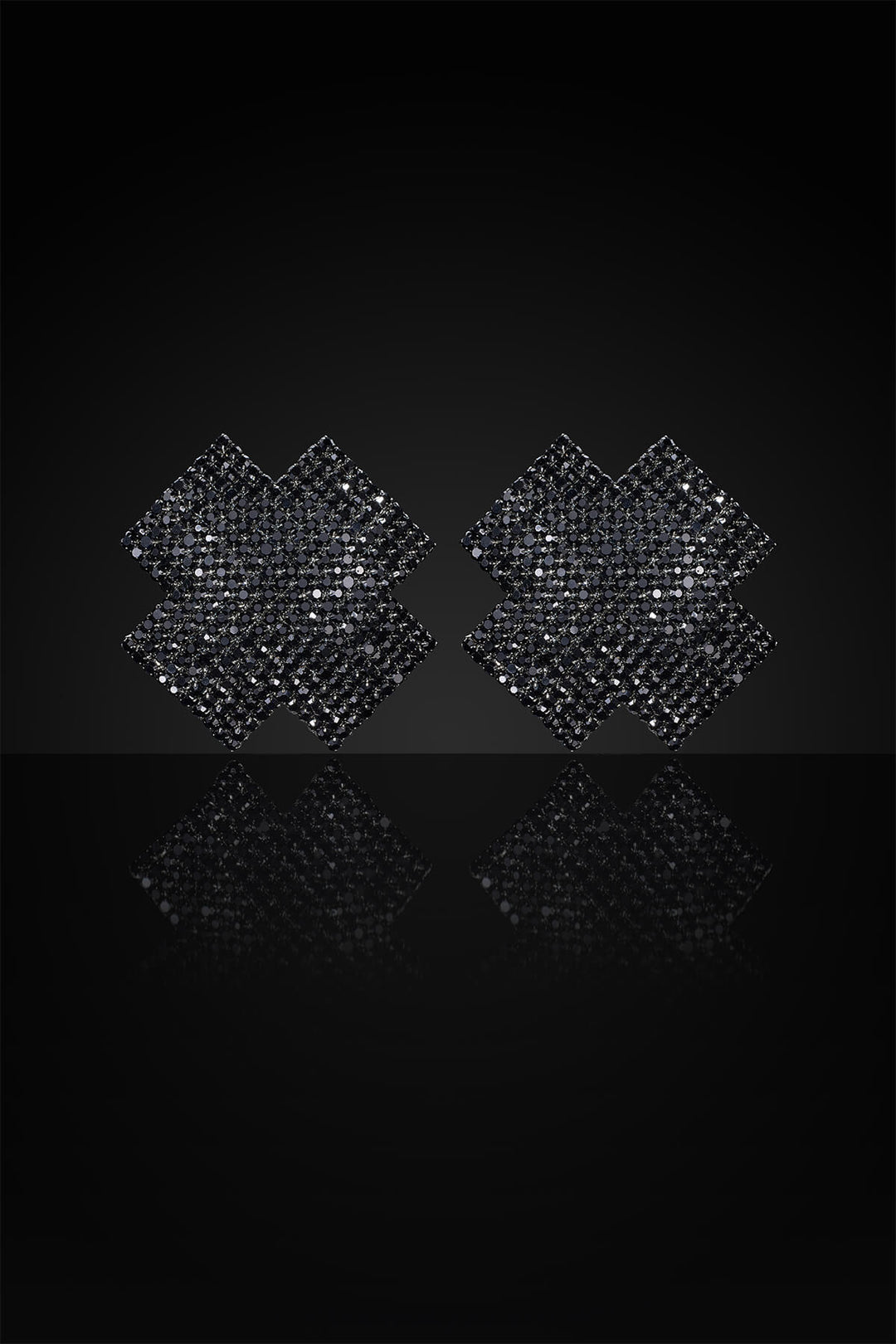 Reverie Rhinestone Cross-Shaped Pasties Black