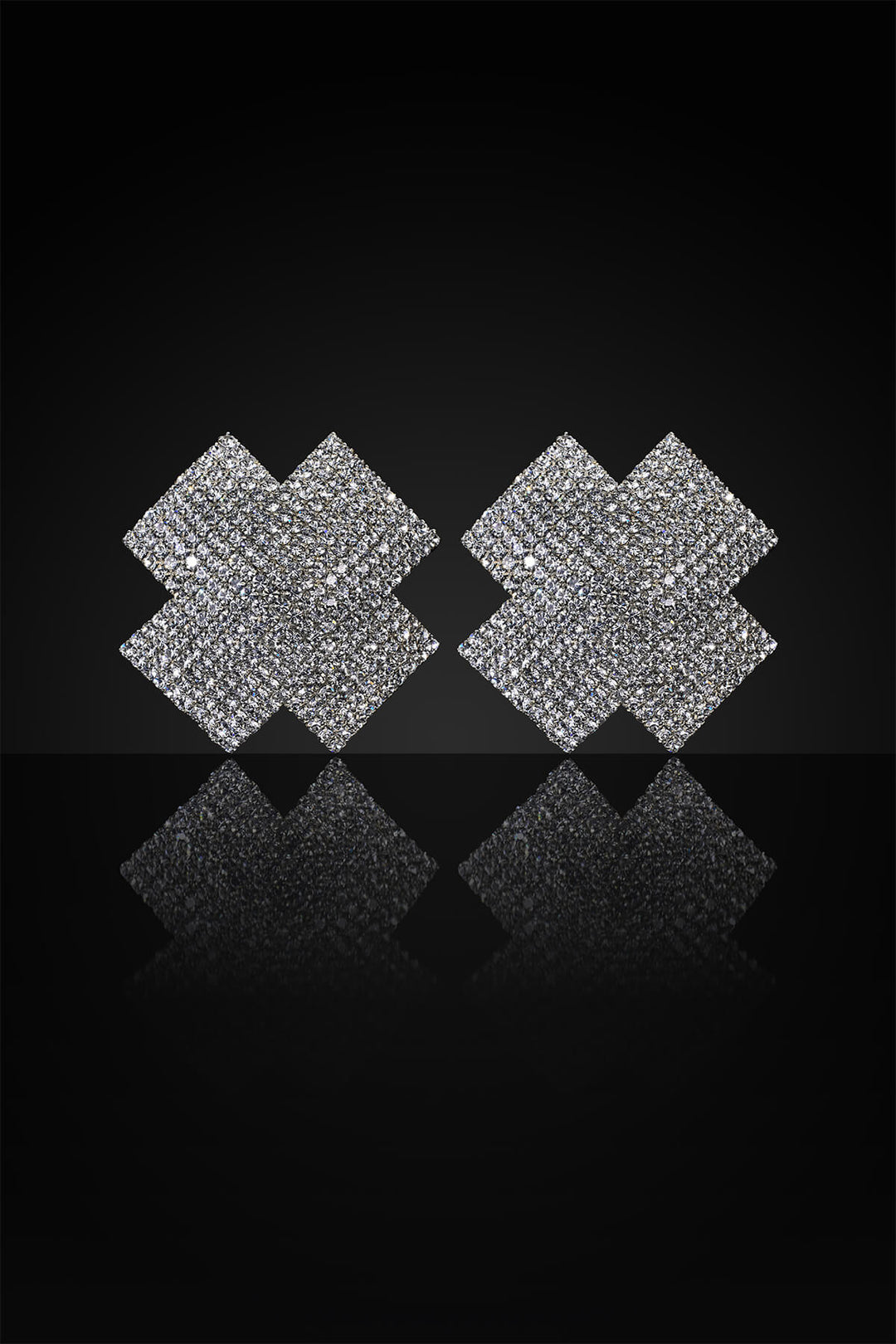 Reverie Rhinestone Cross-Shaped Pasties Silver