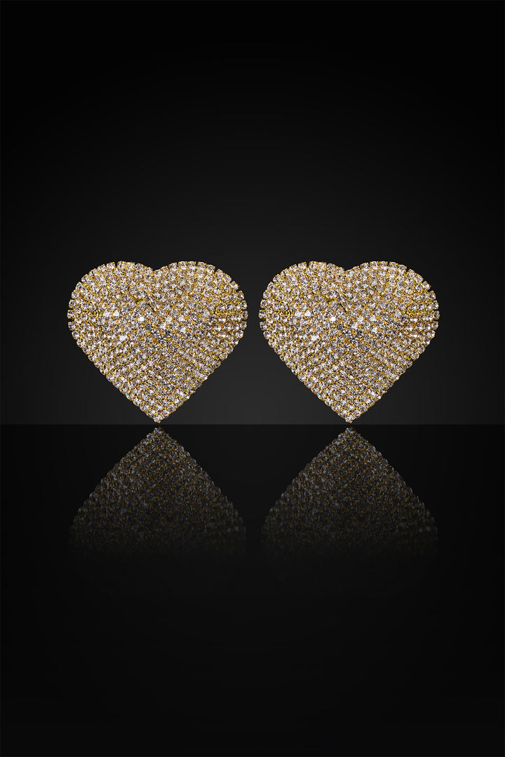 Reverie Rhinestone Fine Heart Pasties Gold