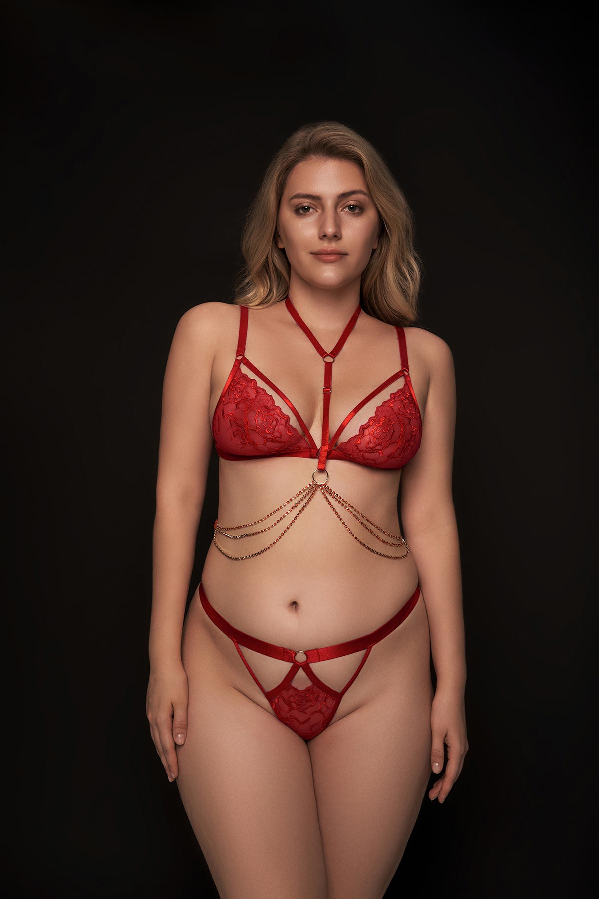 Two Piece Orchid & Mango Floral Embroidered Bra Set main image 1