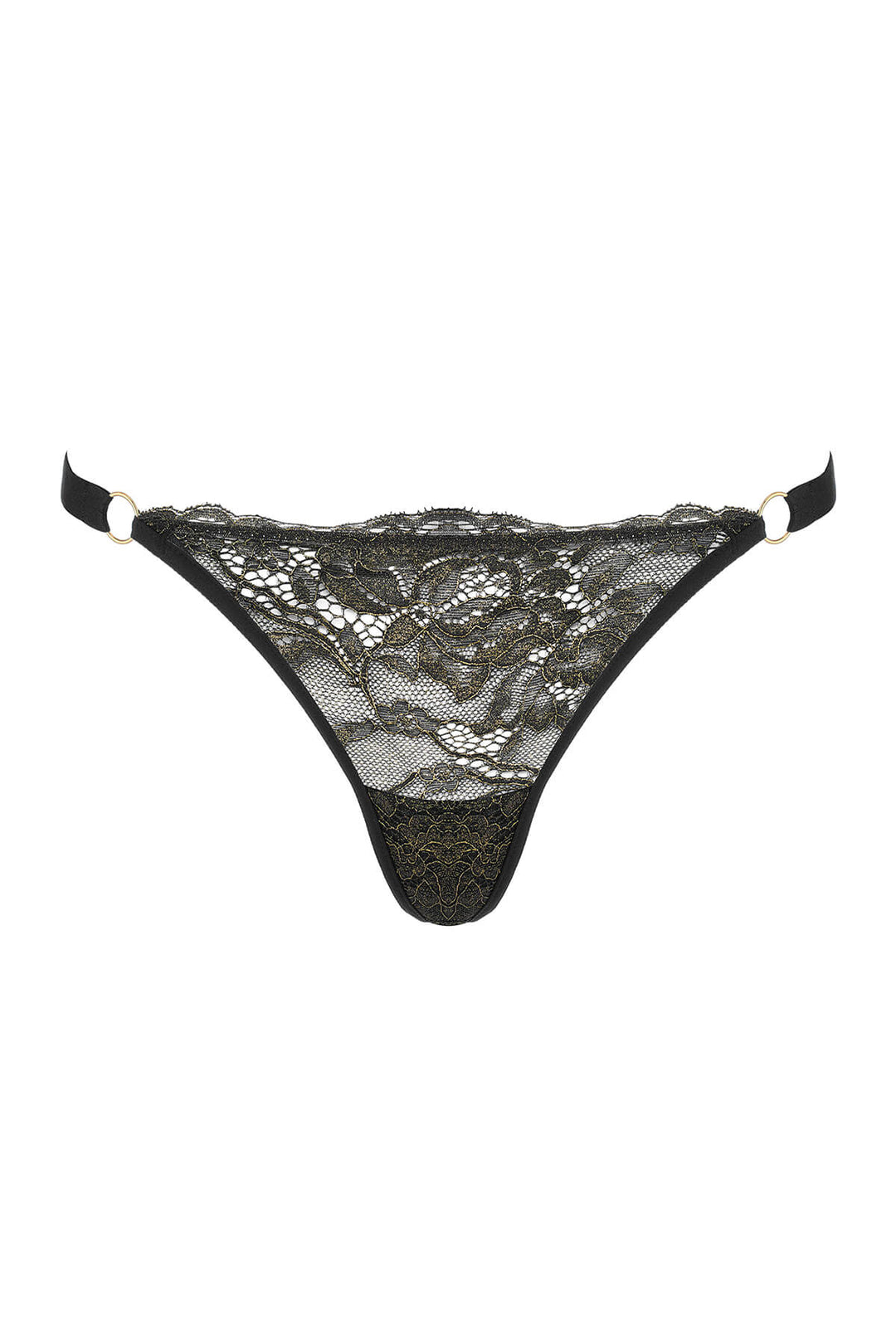 Aglaia Eyelash Lace Thong Black