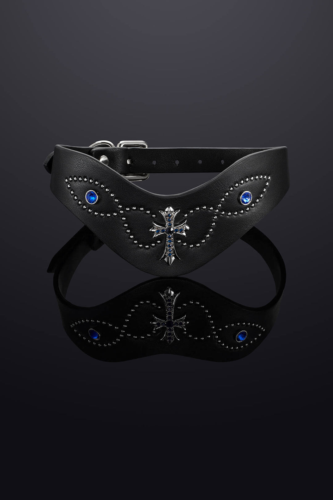 Echo Leather Collar Choker Black&Silver