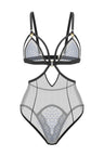 Hera Sheer Mesh Ouvert Bodysuit Black