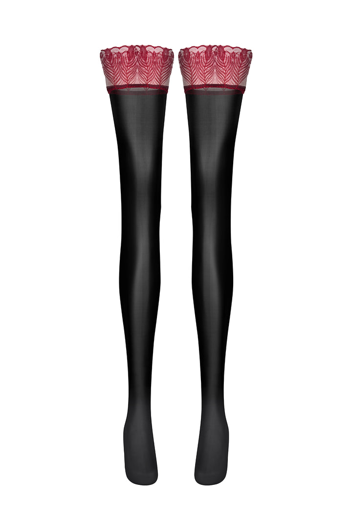 Lace Top Stay Ups Stockings Black&Red