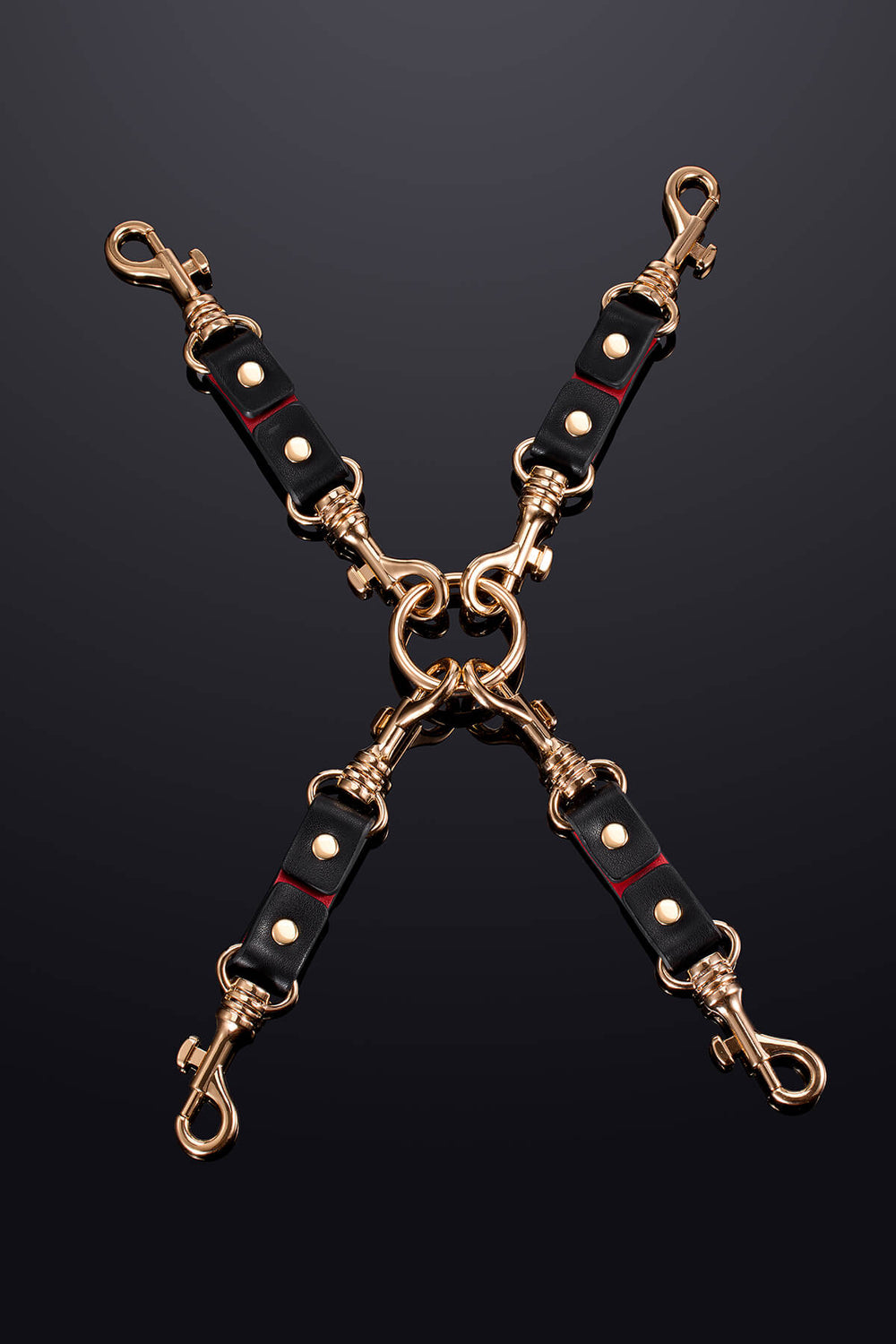 Leto Connecting Leather Chain Black&Red
