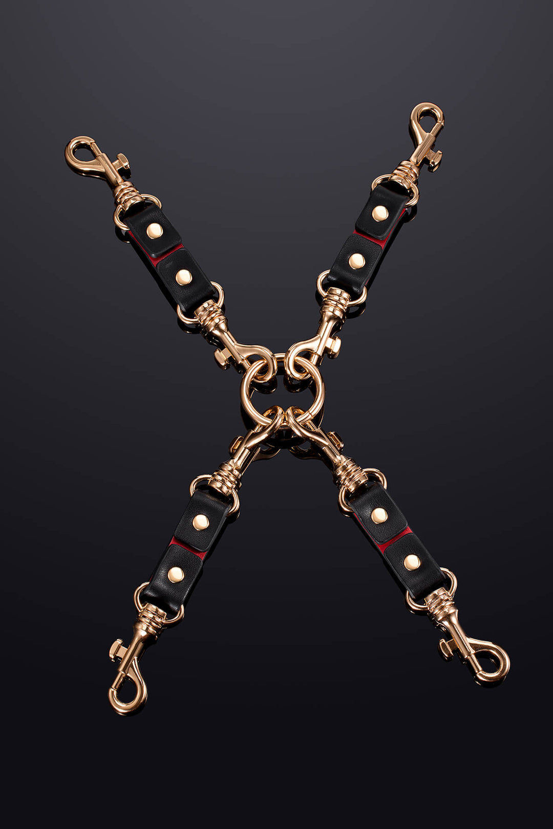 Leto Connecting Leather Chain Black&Red