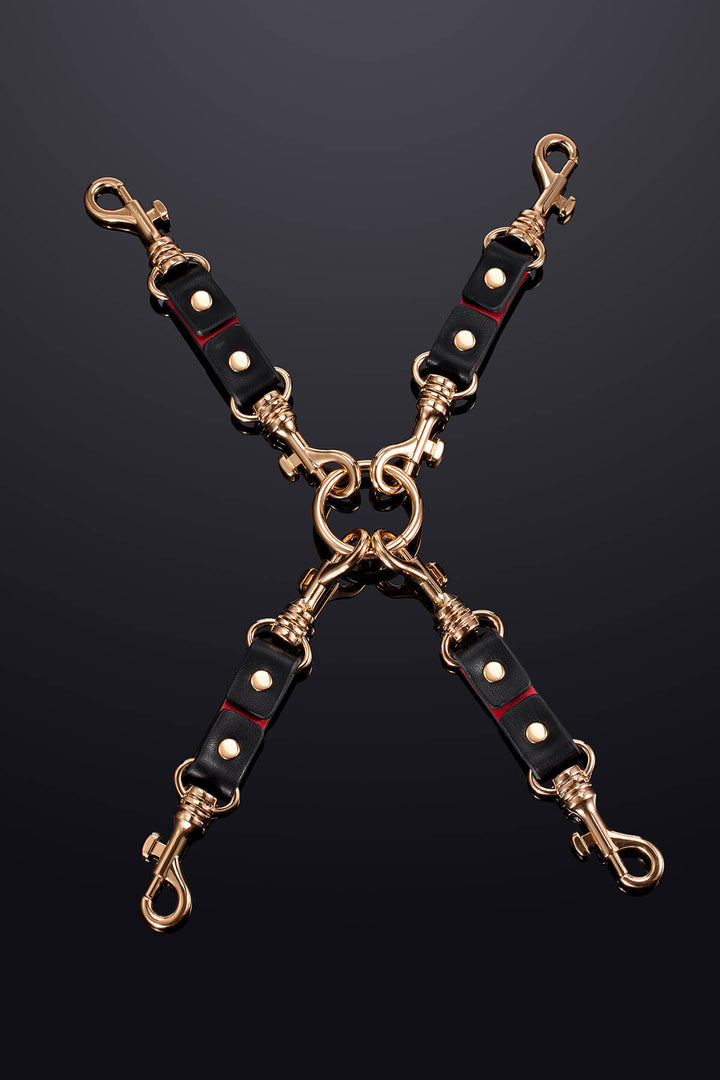 Leto Connecting Leather Chain Black&Red