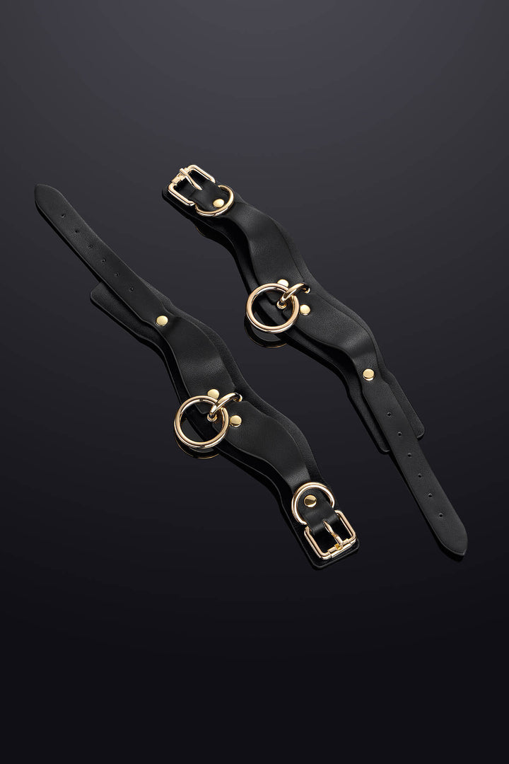 Leto Leather Ankle Cuffs Black