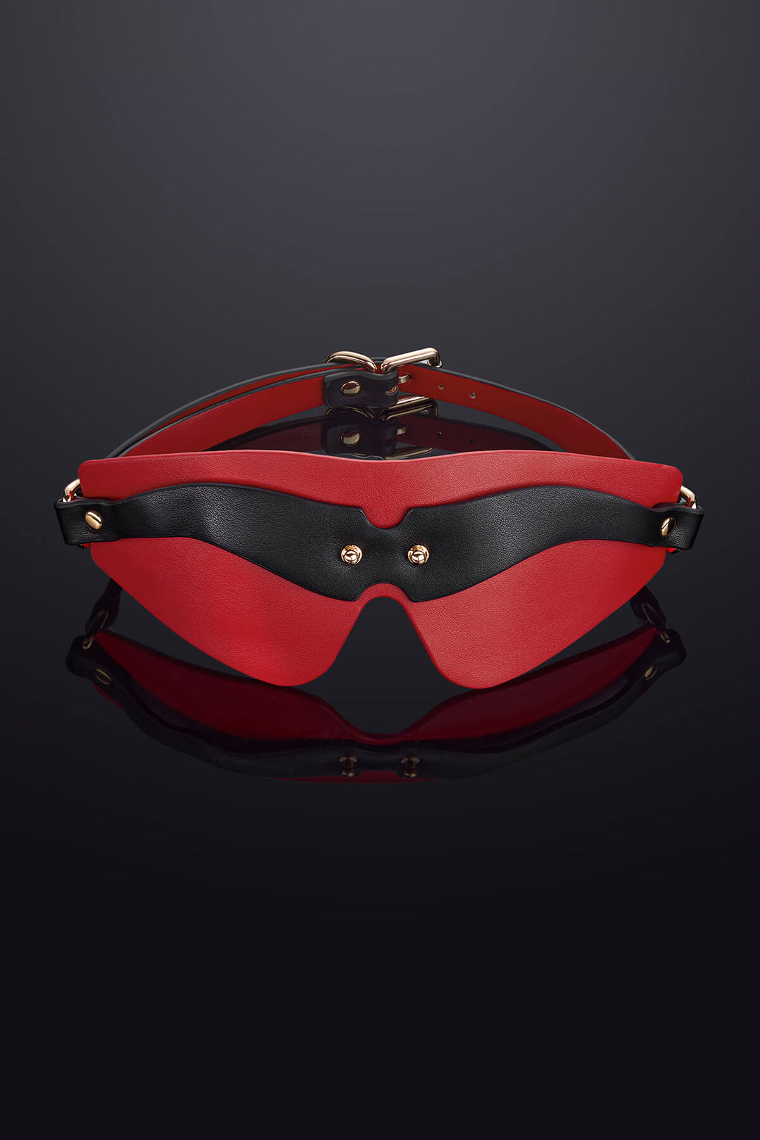 Leto Leather Blindfold Mask Black&Red