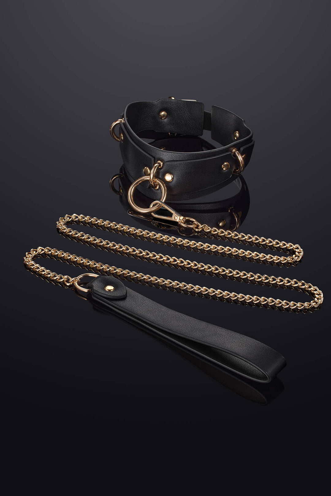 Leto Leather Collar Choker and Leash Set Black