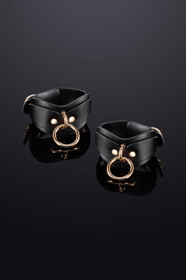 Leto Leather Wrist Cuffs Black