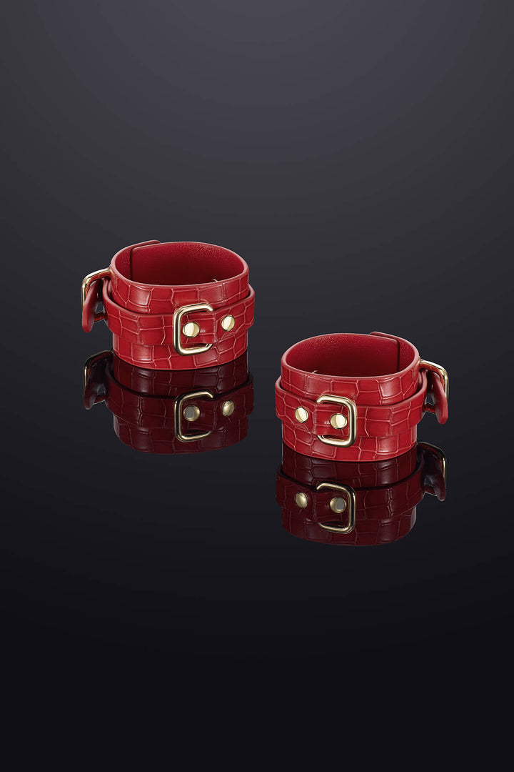 Regalia Leather Wrist Cuffs Red