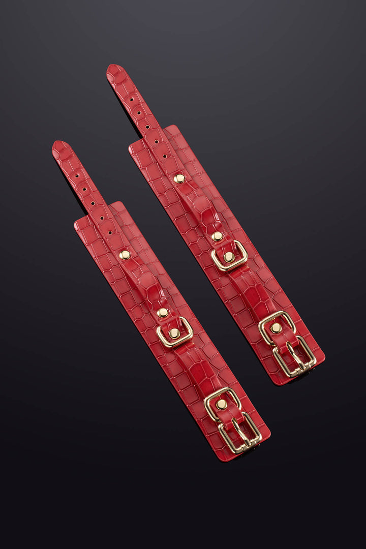 Regalia Leather Wrist Cuffs Red