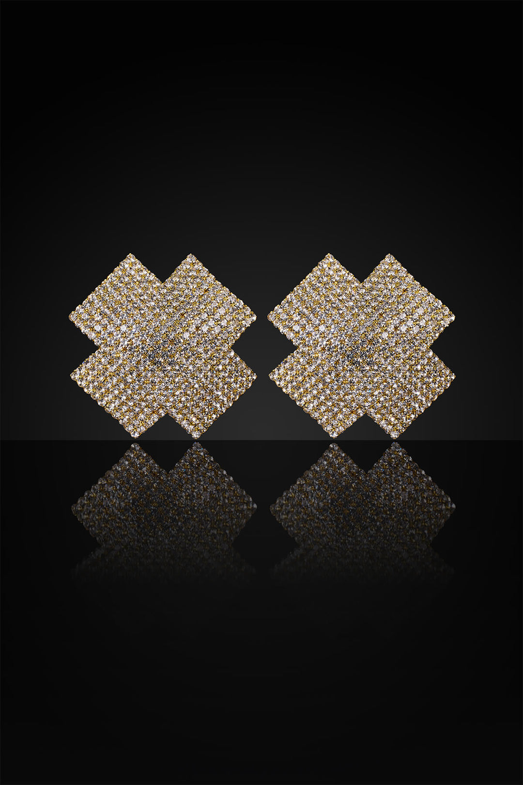 Reverie Rhinestone Cross-Shaped Pasties Gold