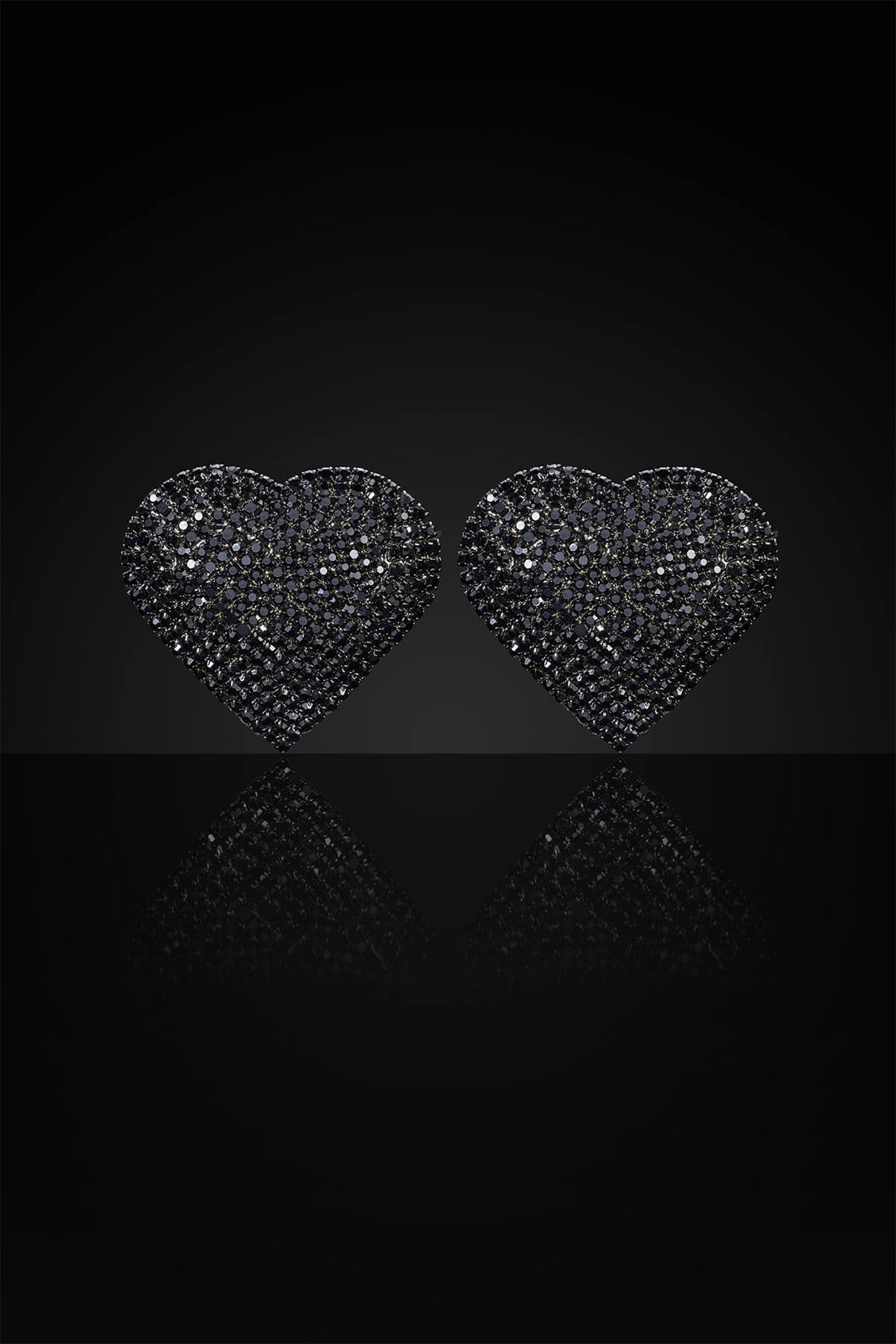 Reverie Rhinestone Fine Heart Pasties Black