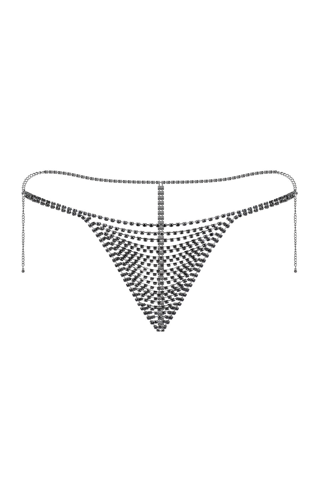 Reverie Rhinestone Horizontal Thong Black