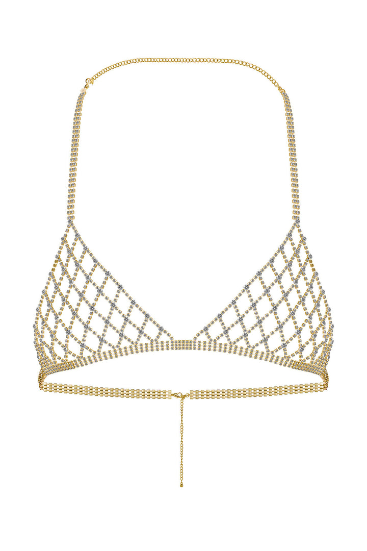 Reverie Rhinestone Lattice Soft Bra Gold