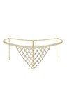 Reverie Rhinestone Lattice Thong Gold