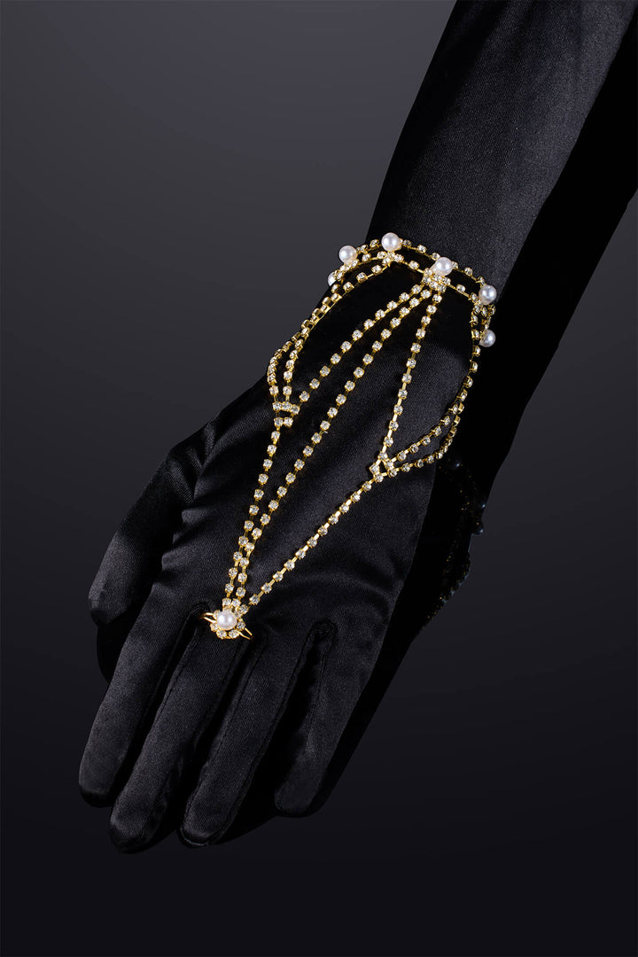 Pulsera de cadena lineal con diamantes de imitación Reverie en oro