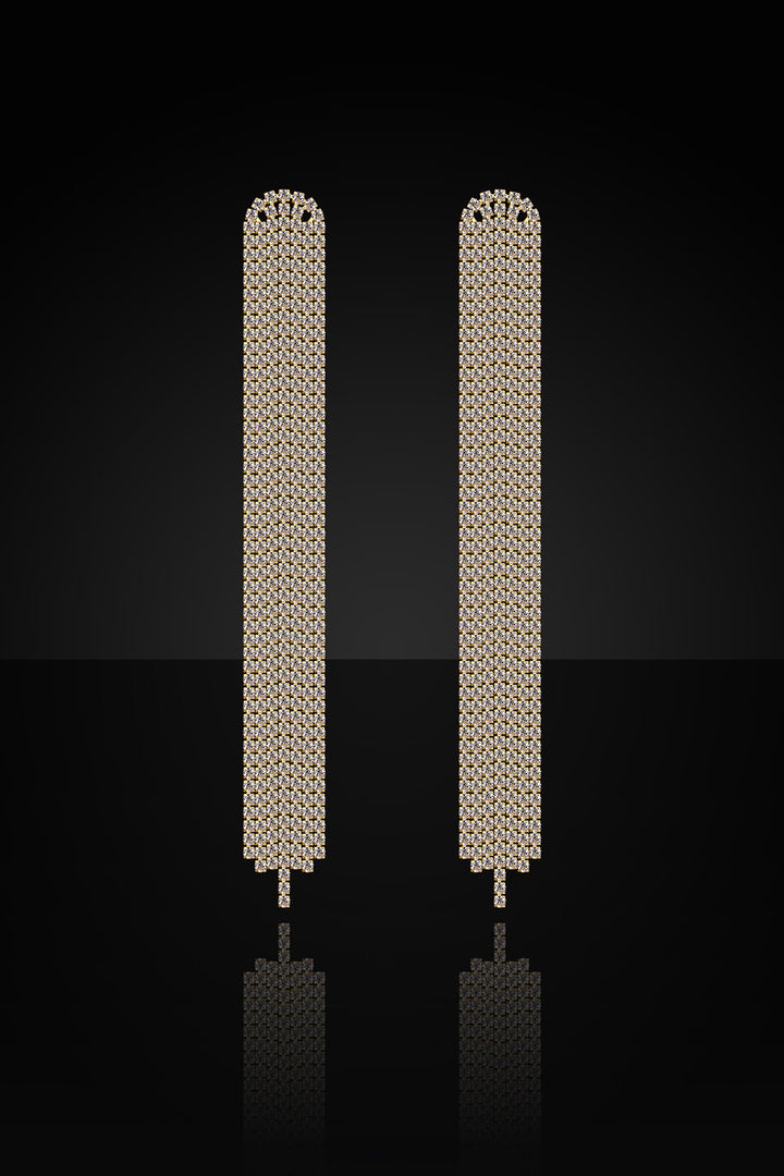 Reverie Rhinestone Tassel Dangle Earrings Gold