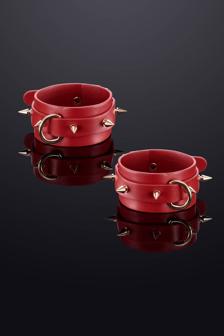 Thorn Leather Ankle Cuffs Red