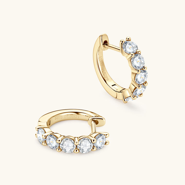 Reverie Pendientes de Aro con Piedras de Strass Dorados