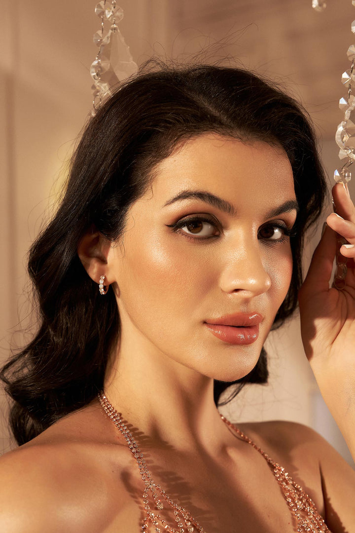 Reverie Pendientes de Aro con Piedras de Strass Oro Rosa