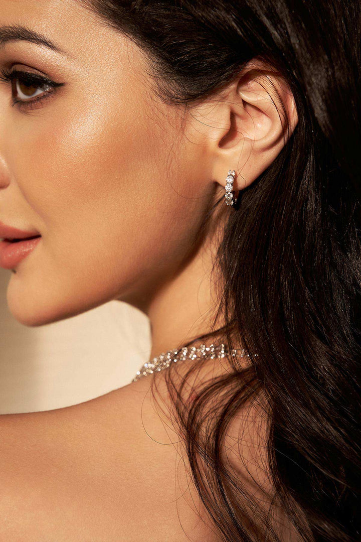 Reverie Ohrringe mit Strass-Steinen in Silber