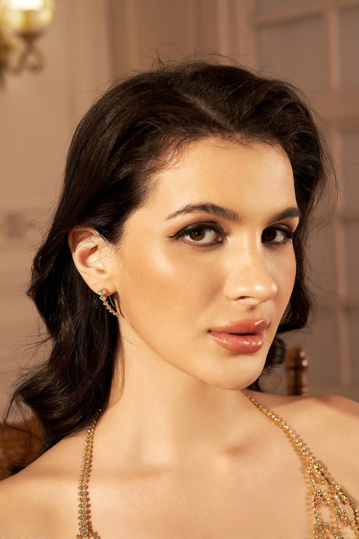 Reverie Pendientes de Tira con Piedras de Strass Dorados