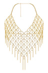 Reverie Rhinestone Lattice Halter Top Gold