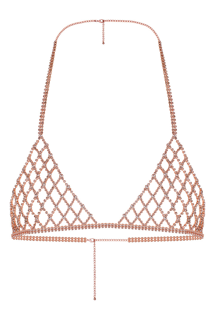 Reverie Sujetador Suave con Rejilla de Piedras Brillantes Oro Rosa