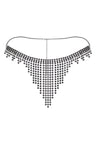 Reverie Rhinestone Mesh Tassel Thong Black