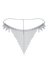 Reverie Rhinestone Mesh Tassel Thong Silver