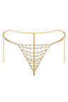 Reverie Rhinestone Ripple Thong Gold
