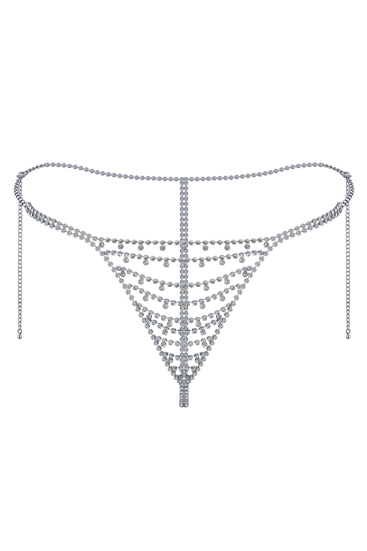 Reverie Rhinestone Ripple Thong Silver