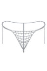 Reverie Rhinestone Ripple Thong Silver