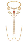 Reverie Rhinestone Ruby Nipple Chain Gold