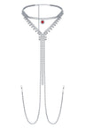 Reverie Rhinestone Ruby Nipple Chain Silver