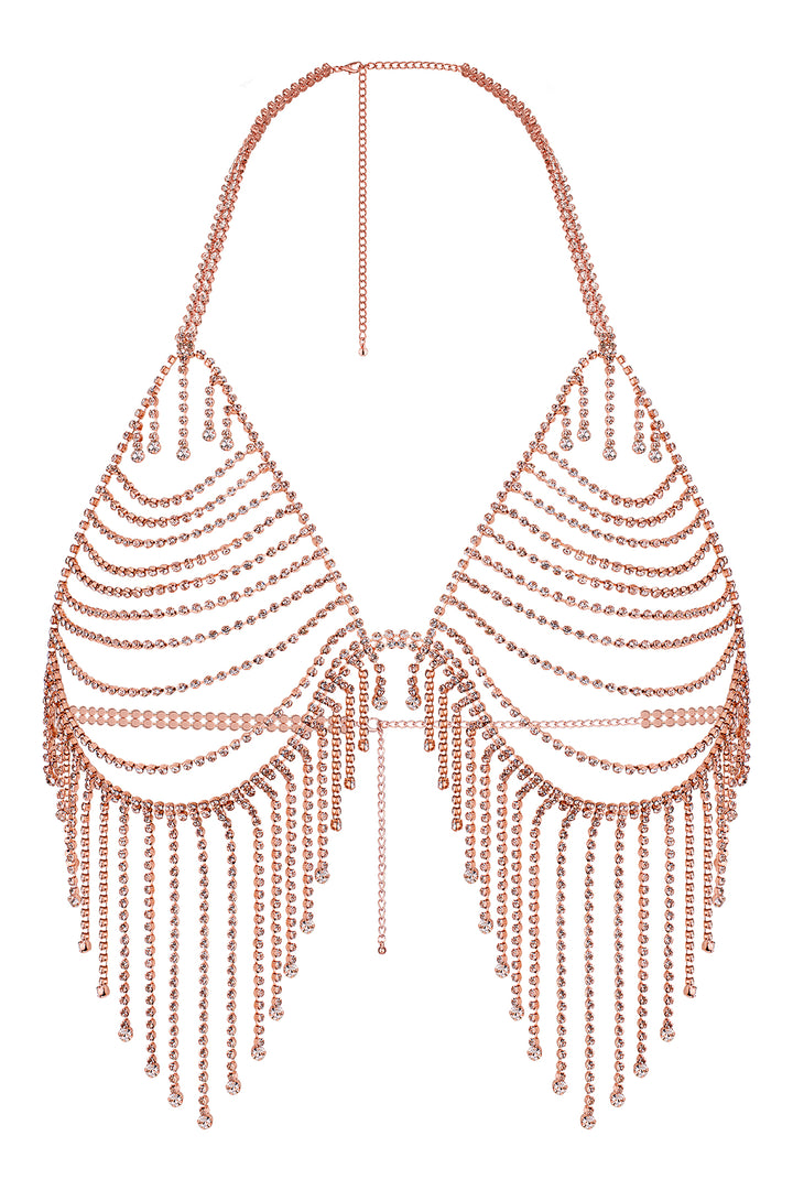 Reverie Strass Quasten Dreieck BH Roségold