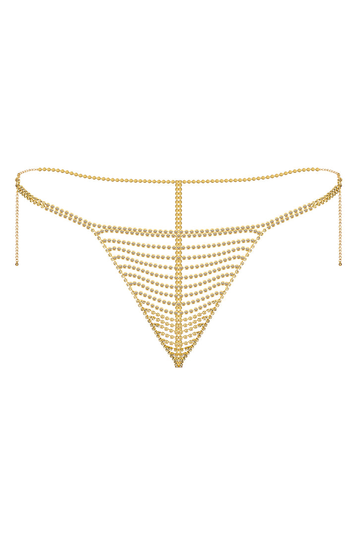Reverie Strass Horizontaler Tanga Gold